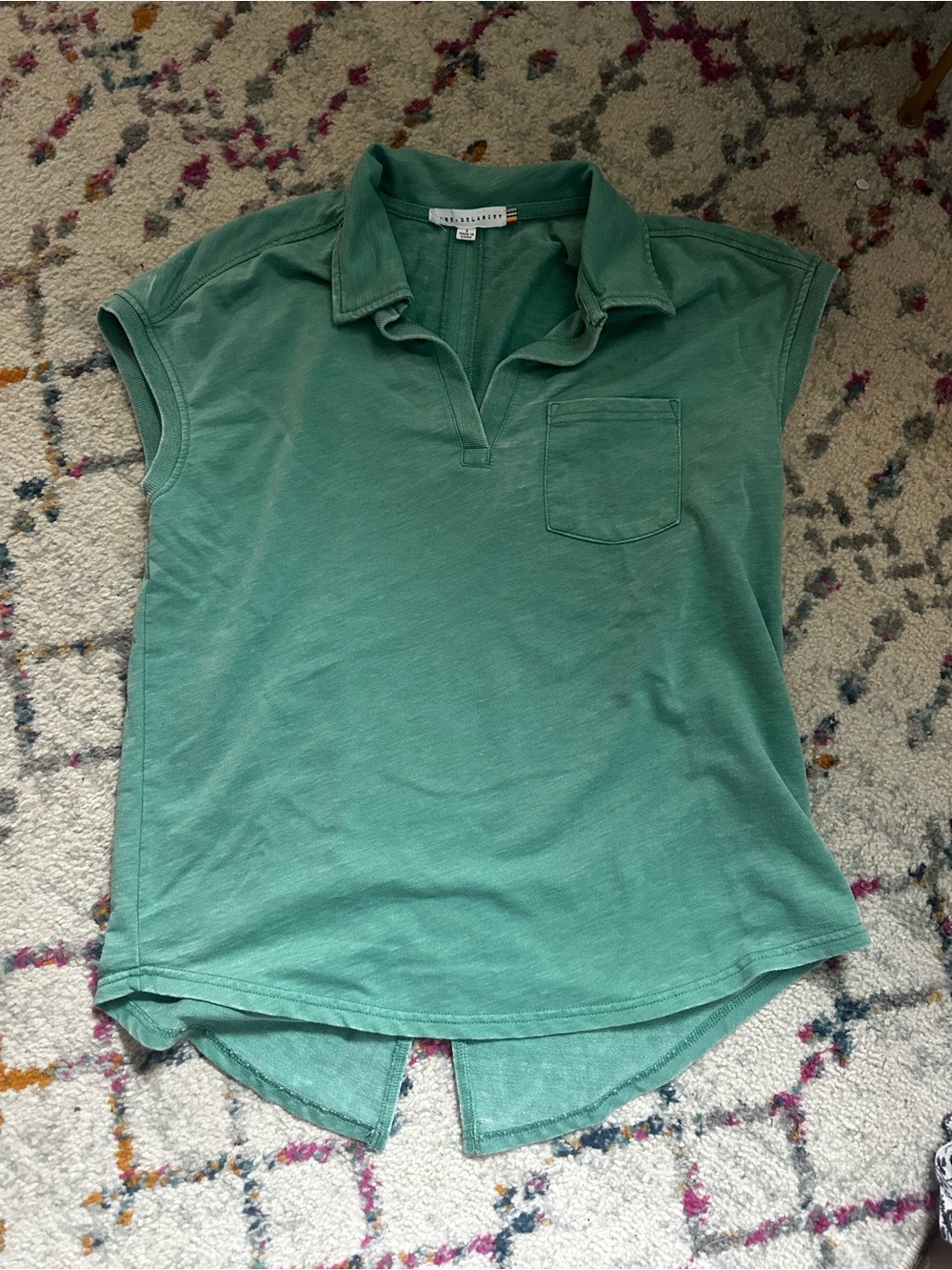 Jane and Delancey Green Short-Sleeve Button Down Polo Top